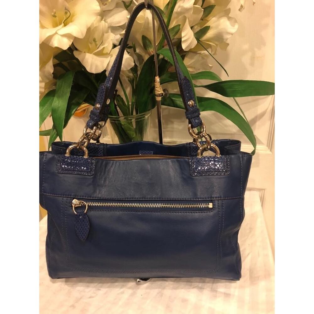 Authentic COACH Penelope Carryall Blue Leather Tote Handbag Purse 16531 (PU500 - Picture 7 of 13